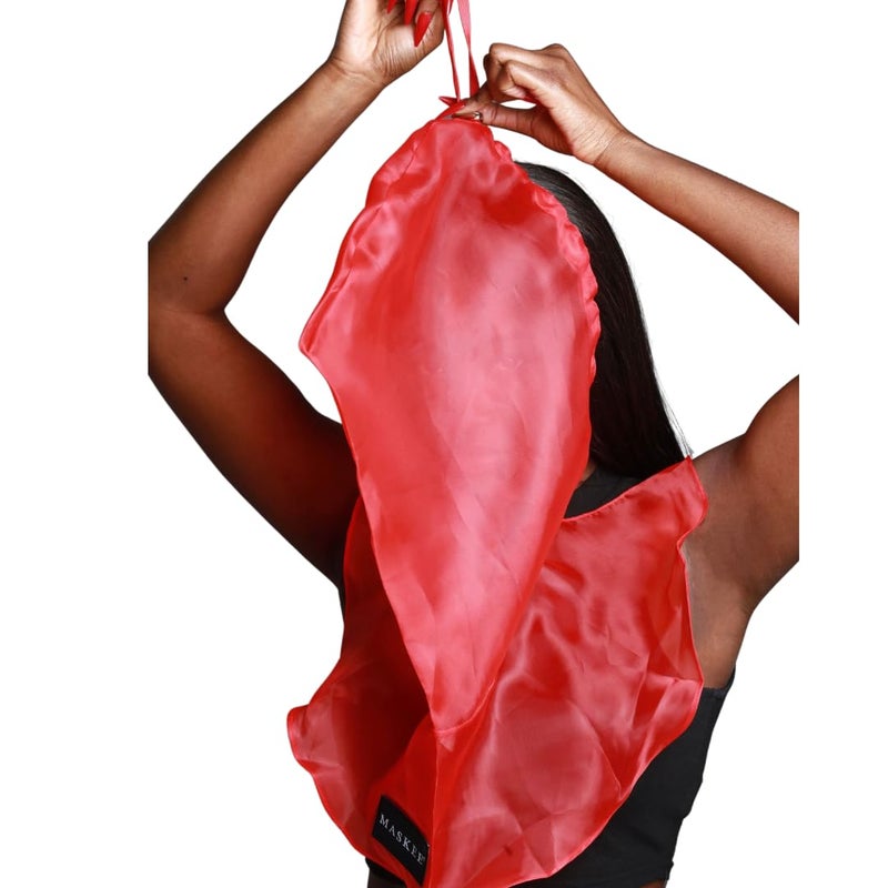 Maskey - Beauty Hood Ruby Rose Red – Makeup Protector Hood, Protects Hair and Make Up While Getting Dressed – Breathable and Washable Face Cover for Men and Women - All Ages and Gender (Red) - Image 1